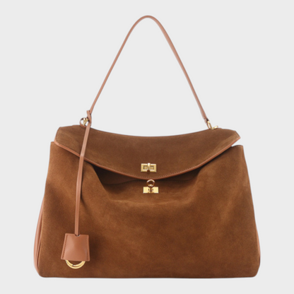 Libby Minimalist Leather Handbag — Soft Cowhide & Magnetic Flap 24