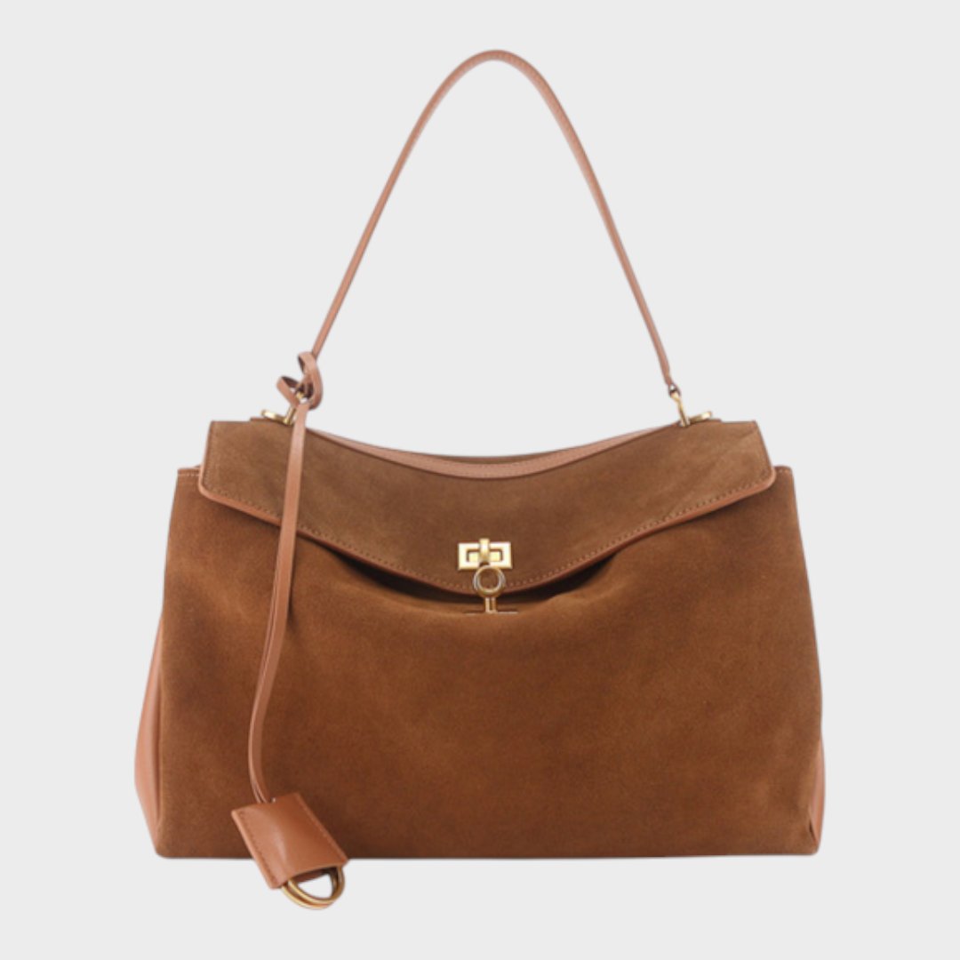 Libby Minimalist Leather Handbag — Soft Cowhide & Magnetic Flap 25