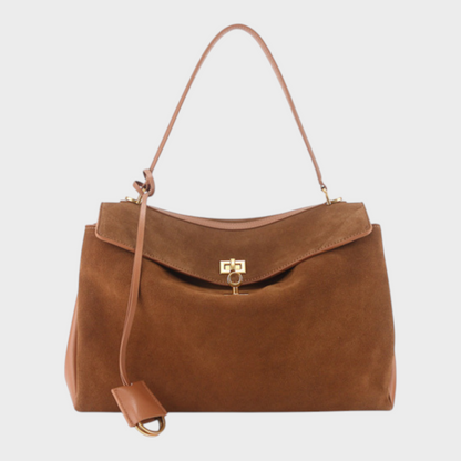 Libby Minimalist Leather Handbag — Soft Cowhide & Magnetic Flap 25