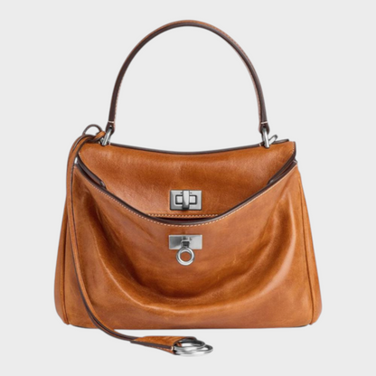 Libby Minimalist Leather Handbag — Soft Cowhide & Magnetic Flap 28