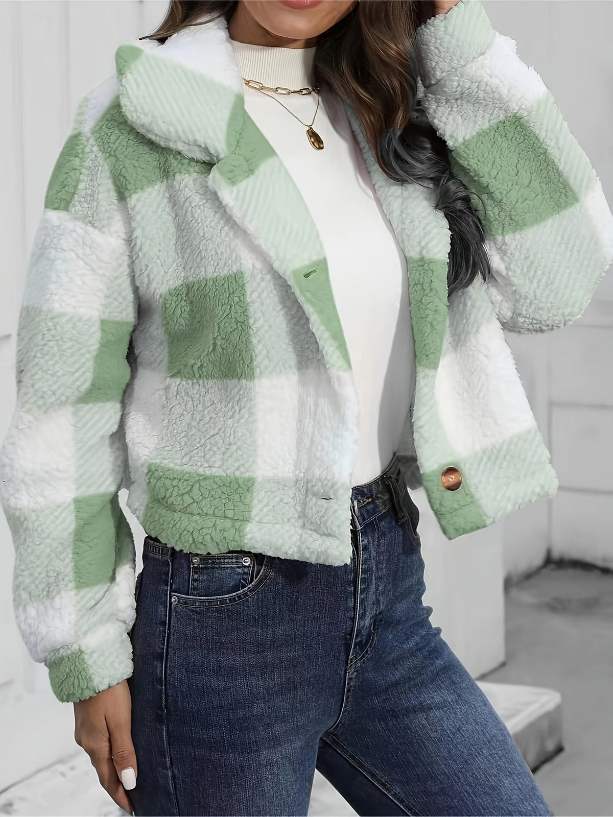 Cozy Cropped Plaid Jacket — Button Front Flannel Layer 8
