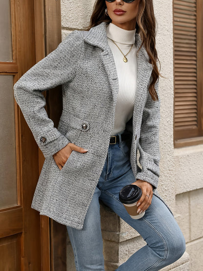 Adriana Herringbone Coat — Waist-Defining Women's Coat 3
