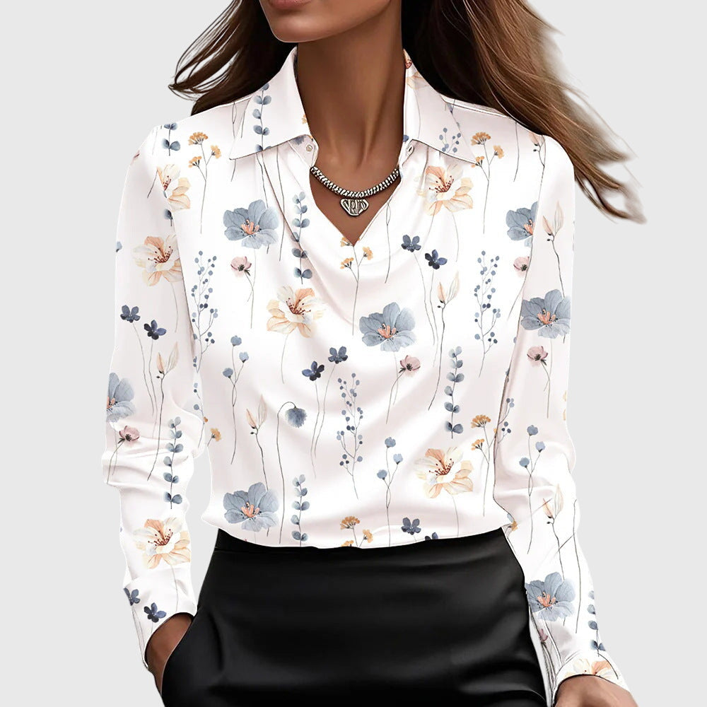 Draped Elegant Blouse — Flattering Soft Neckline for Women 9