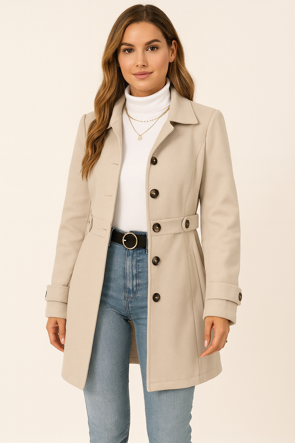 Women's Belted Trench Coat — Tailored Double-Breasted Style 11