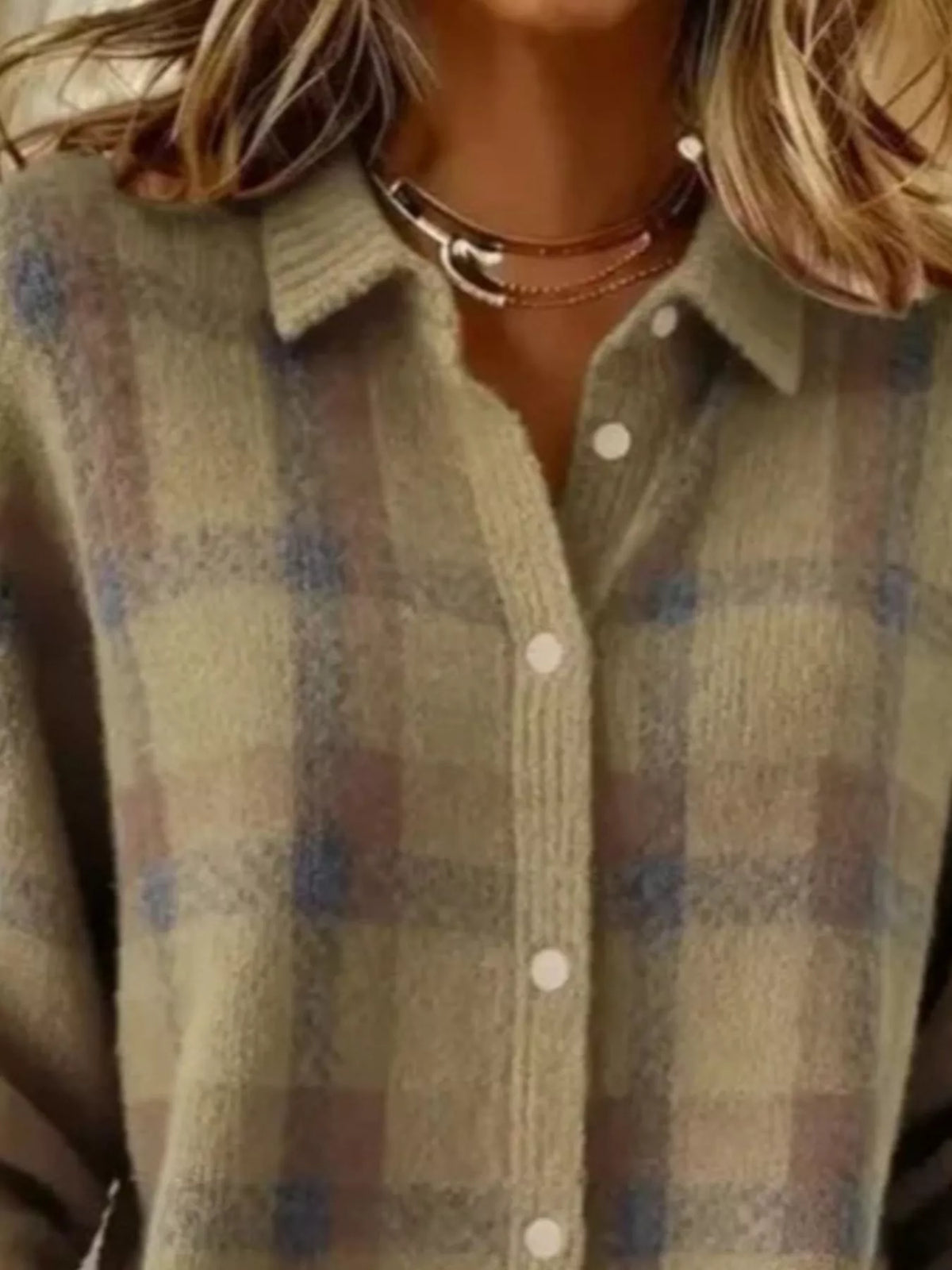 Plaid Button-Down Knit Cardigan — Plus Size S to 5XL 11