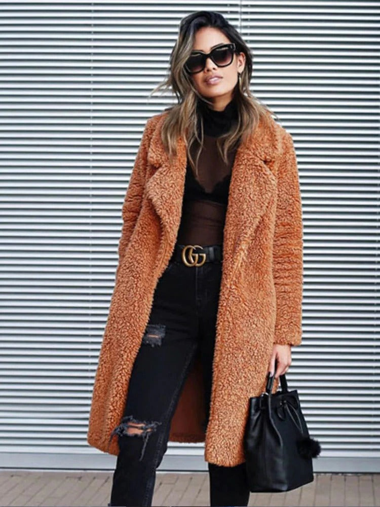Women's Long Fleece Teddy Coat — Soft, Warm & Stylish 8