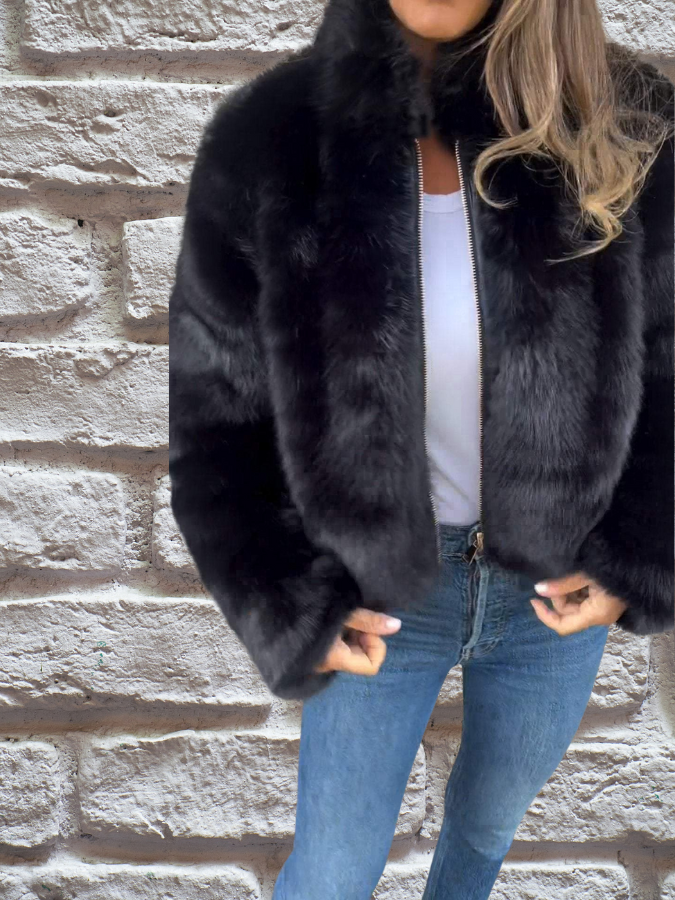 Women's Warm Autumn Jacket — High Collar Zip-Up Coat 2