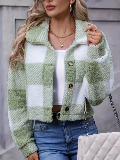 Cozy Cropped Plaid Jacket — Button Front Flannel Layer 4