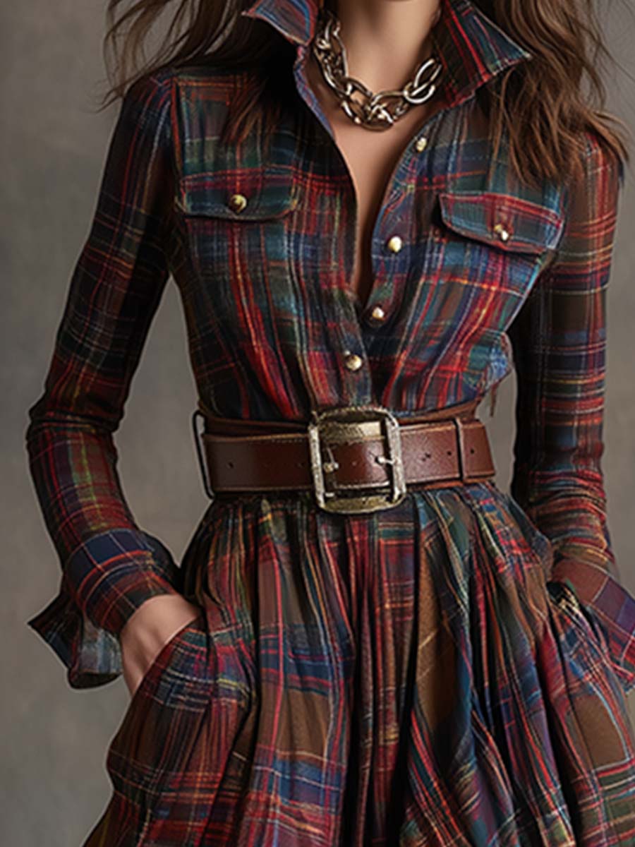 Classic Belted Button-Up Shirt Dress — Women's Style 7