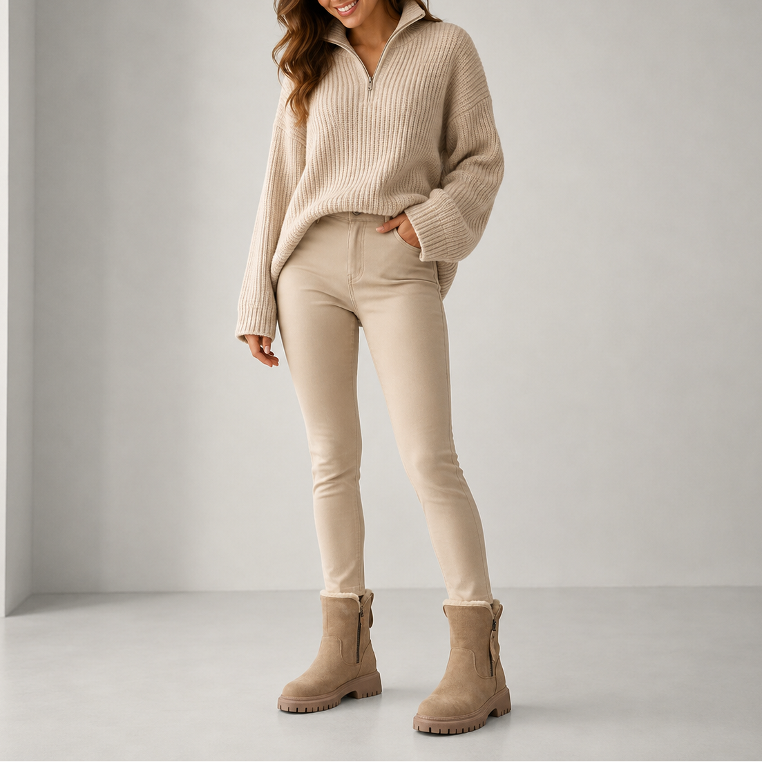 Women's Faux Fur Lined Ankle Boots — Chunky Sole Winter 4