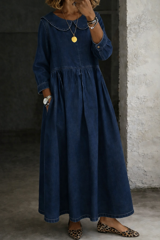 Peter Pan Collar Denim Dress for Women — S to 3XL 2