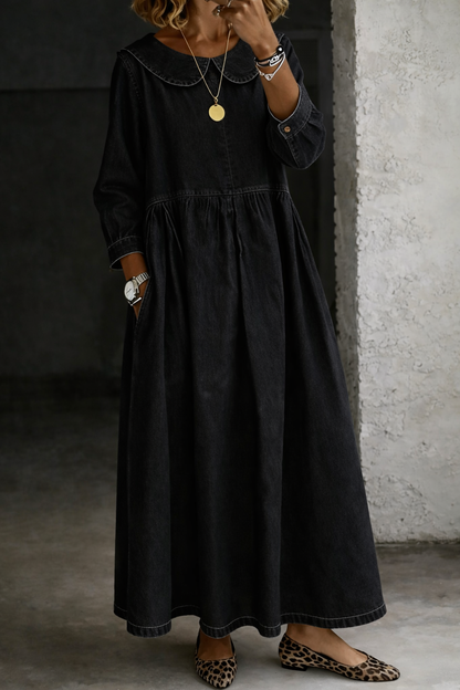 Peter Pan Collar Denim Dress for Women — S to 3XL 4