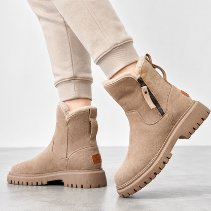 Women's Faux Fur Lined Ankle Boots — Chunky Sole Winter 1