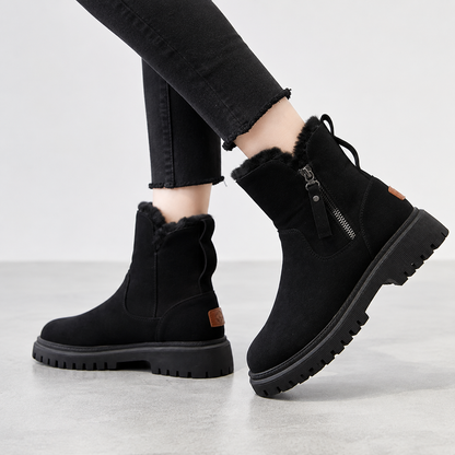 Women's Faux Fur Lined Ankle Boots — Chunky Sole Winter 2