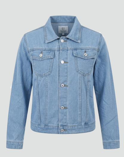 Women's Fitted Denim Jacket — Button Closure & Pockets 7