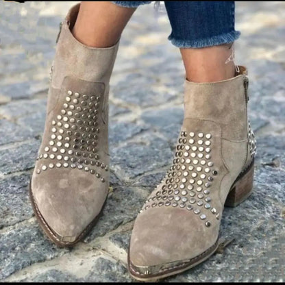 Studded Ankle Boots — Pointed Toe & Chunky Heel for Women 1
