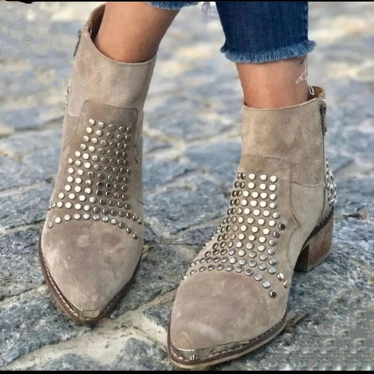 Studded Ankle Boots — Pointed Toe & Chunky Heel for Women 1