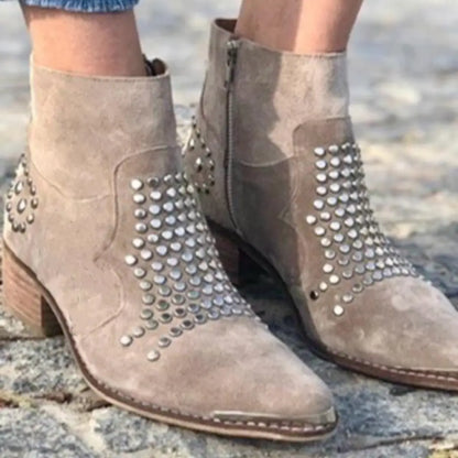 Studded Ankle Boots — Pointed Toe & Chunky Heel for Women 3