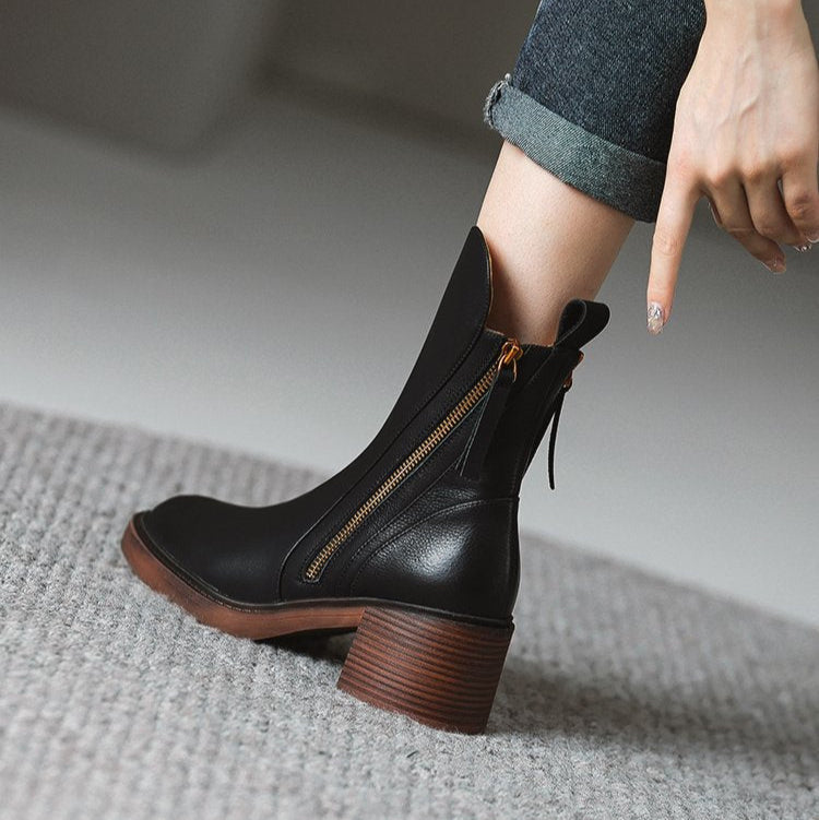 Selene Ankle Boots — Premium Leather High-Heel Zip Boot 7