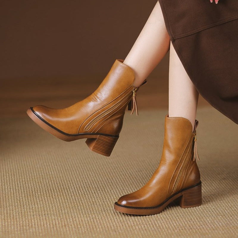 Selene Ankle Boots — Premium Leather High-Heel Zip Boot 3