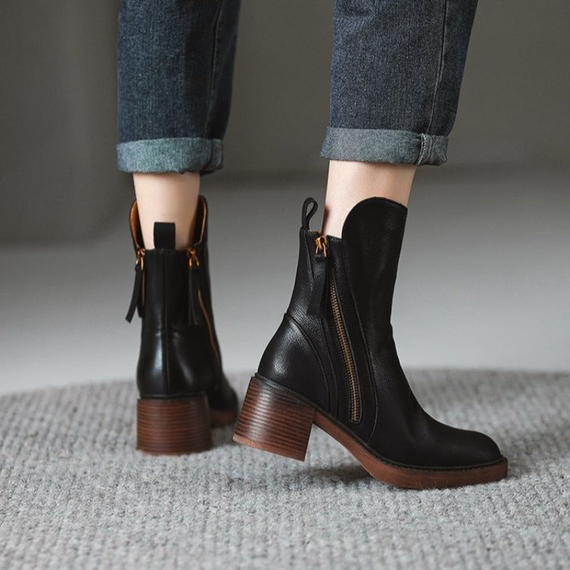 Selene Ankle Boots — Premium Leather High-Heel Zip Boot 8
