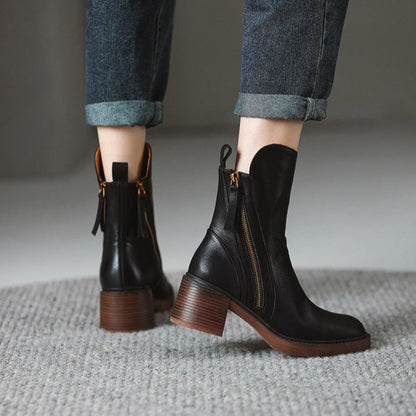 Selene Ankle Boots — Premium Leather High-Heel Zip Boot 8
