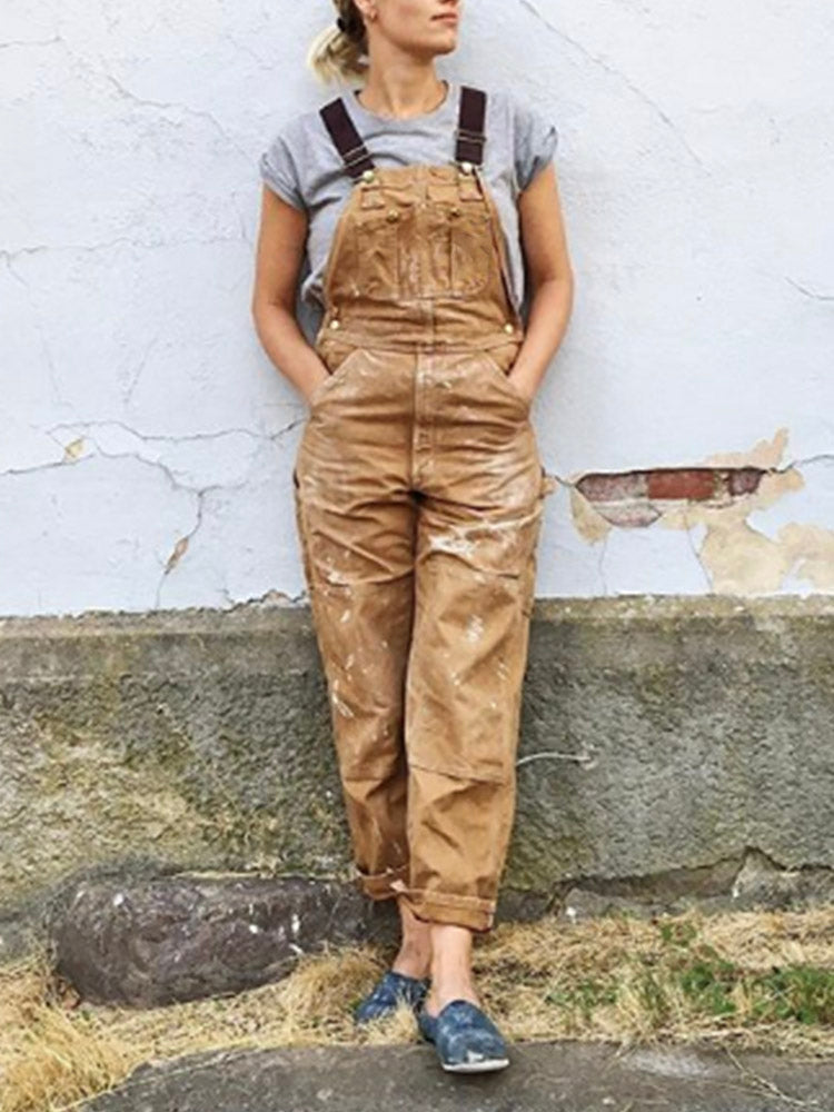 Women's Canvas Bib Overalls — Relaxed Fit Dungarees 2