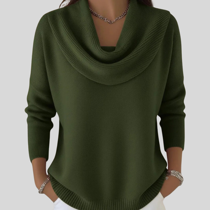 Ribbed Cowl Neck Sweater — Oversized Knit for Women 2