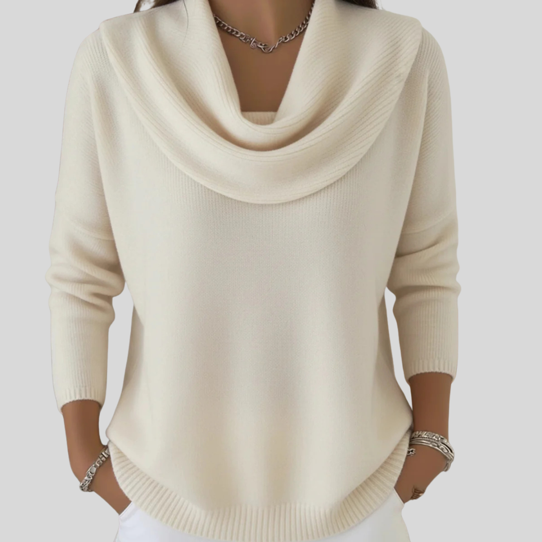 Ribbed Cowl Neck Sweater — Oversized Knit for Women 3