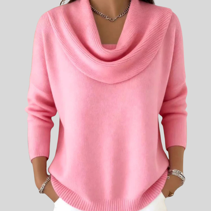 Ribbed Cowl Neck Sweater — Oversized Knit for Women 5