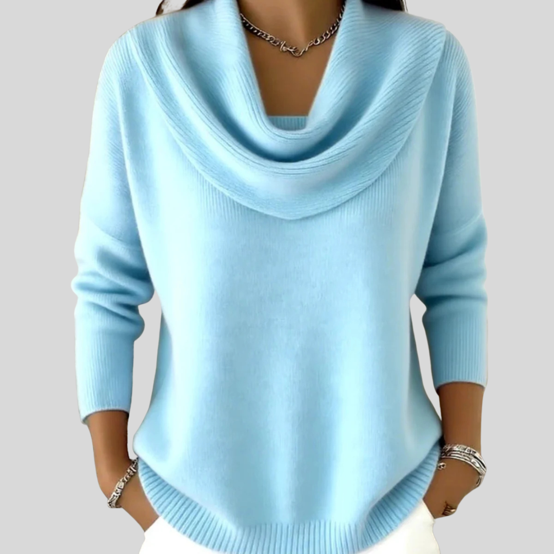 Ribbed Cowl Neck Sweater — Oversized Knit for Women 6