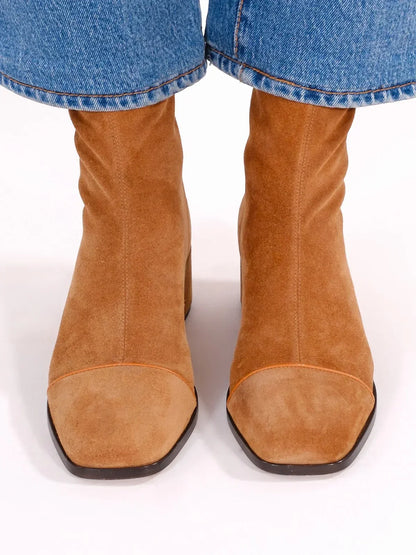 Elegant Suede Ankle Boots for Women — Slip-On Block Heel 3