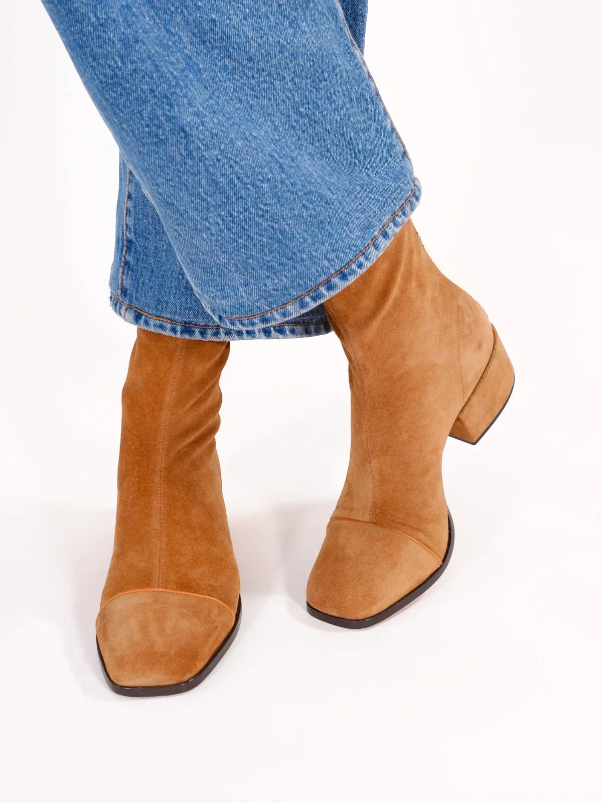 Elegant Suede Ankle Boots for Women — Slip-On Block Heel 4