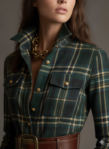 Classic Belted Button-Up Shirt Dress — Women's Style 10