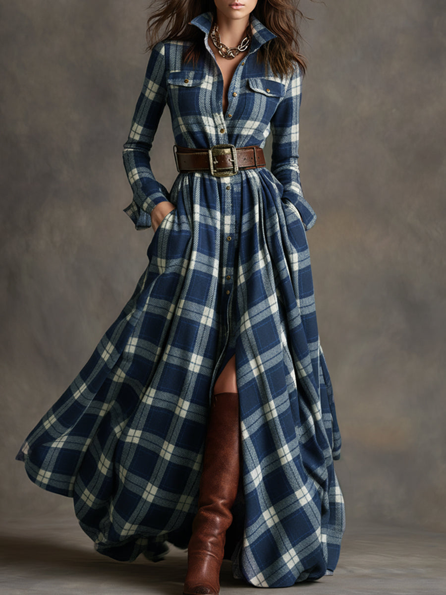 Classic Belted Button-Up Shirt Dress — Women's Style 4