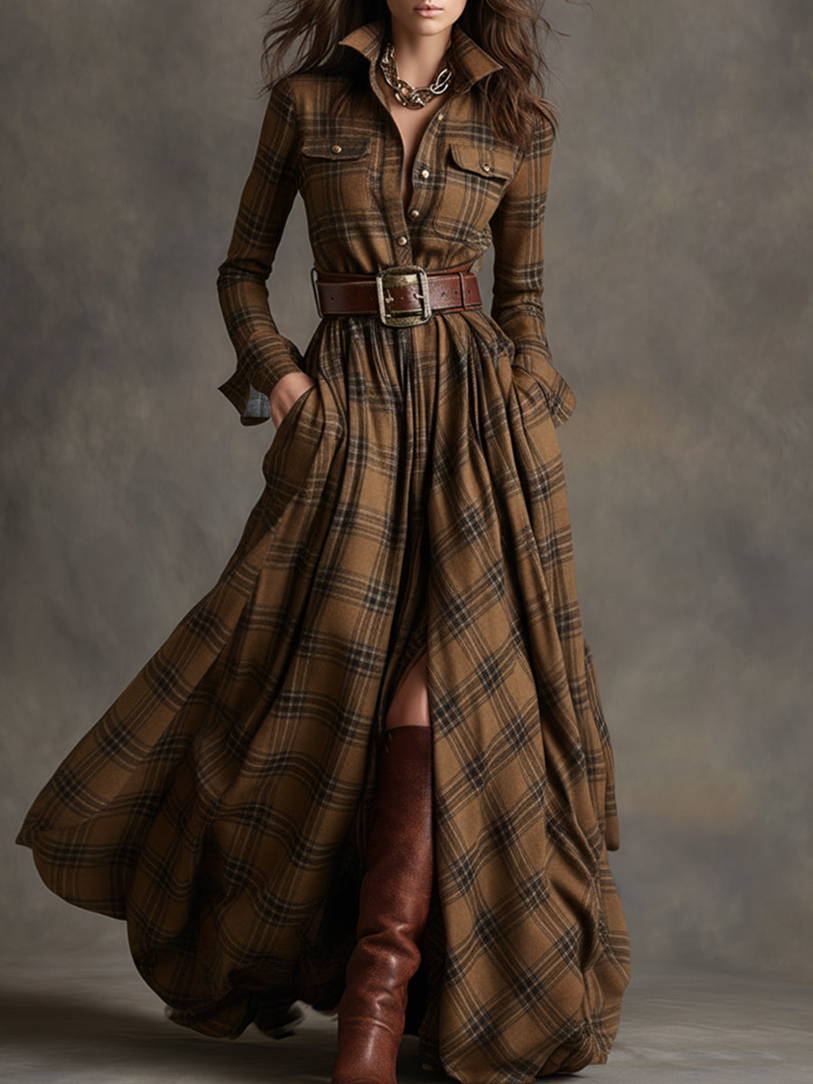 Classic Belted Button-Up Shirt Dress — Women's Style 5