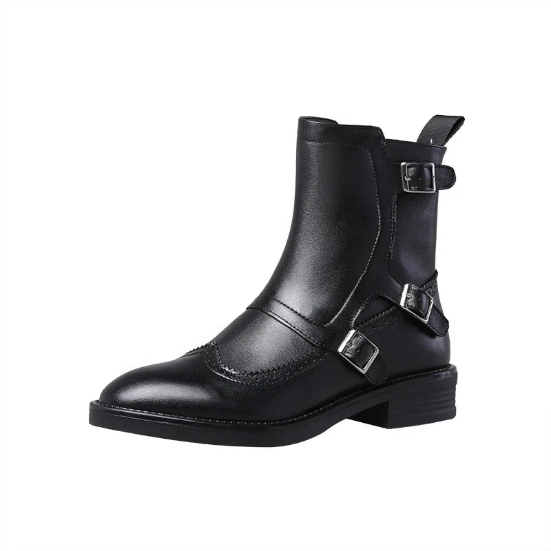 Buckle Strap Chelsea Boot — Brogue Wingtip Leather 3
