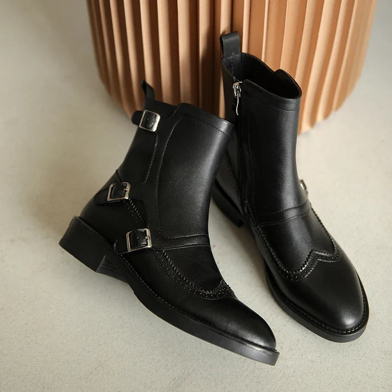 Buckle Strap Chelsea Boot — Brogue Wingtip Leather 5