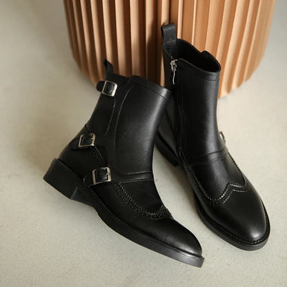 Buckle Strap Chelsea Boot — Brogue Wingtip Leather 5