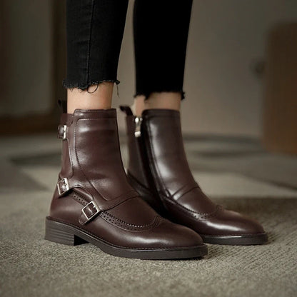 Buckle Strap Chelsea Boot — Brogue Wingtip Leather 7