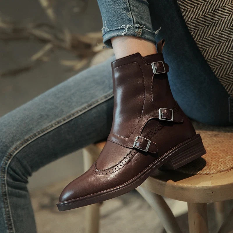Buckle Strap Chelsea Boot — Brogue Wingtip Leather 6