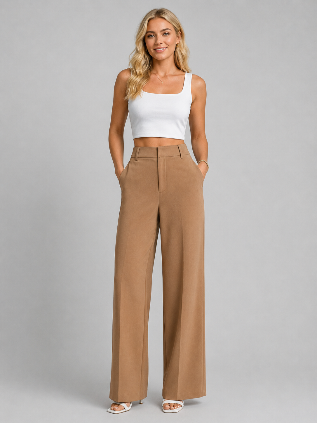 Women's High Waisted Wide Leg Trousers — Tailored Everyday 3