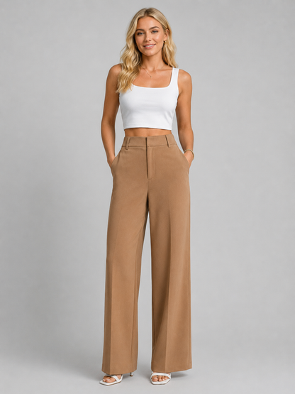 Women's High Waisted Wide Leg Trousers — Tailored Everyday 3