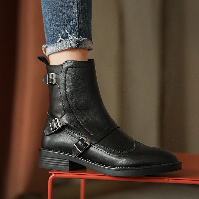 Buckle Strap Chelsea Boot — Brogue Wingtip Leather 4