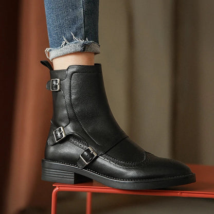 Buckle Strap Chelsea Boot — Brogue Wingtip Leather 4