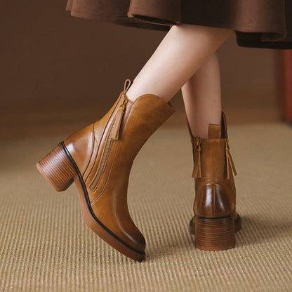 Selene Ankle Boots — Premium Leather High-Heel Zip Boot 4