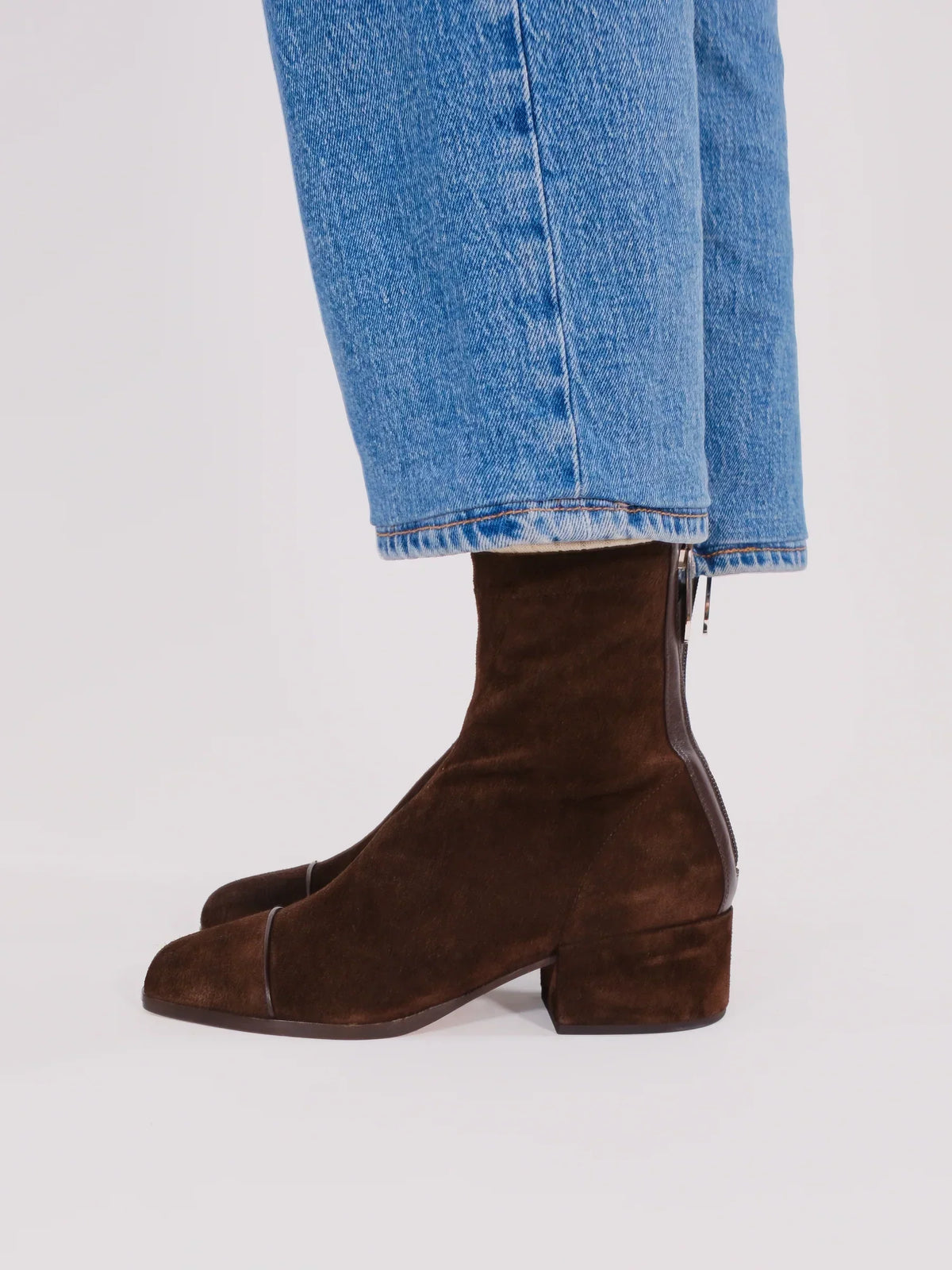 Elegant Suede Ankle Boots for Women — Slip-On Block Heel 5