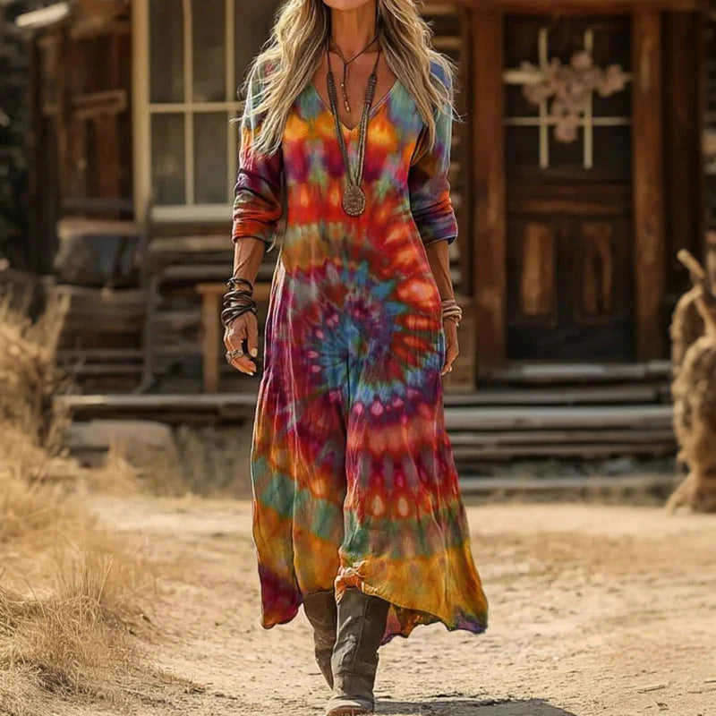 Classic Long Sleeve Vintage Dress — Floral V-Neck for Women 4