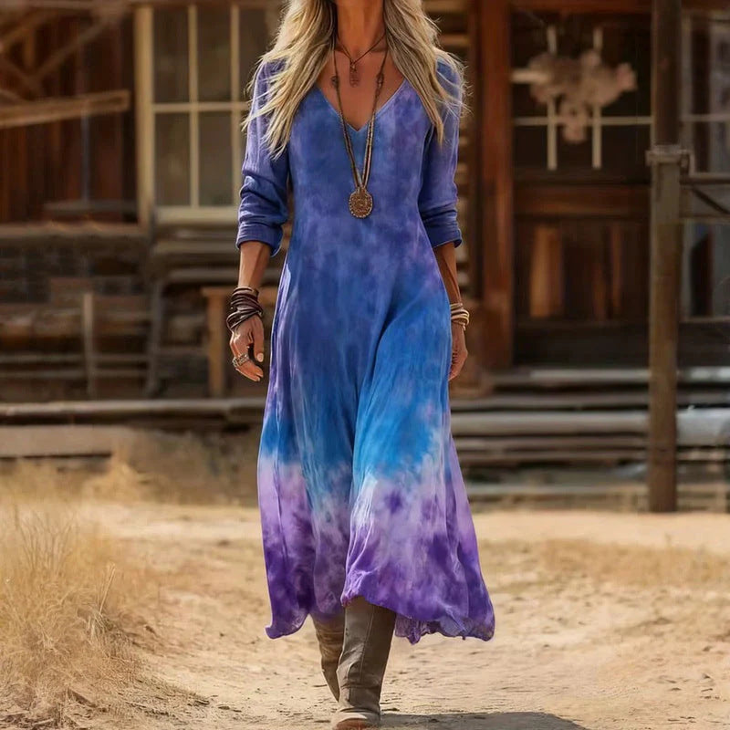 Classic Long Sleeve Vintage Dress — Floral V-Neck for Women 5