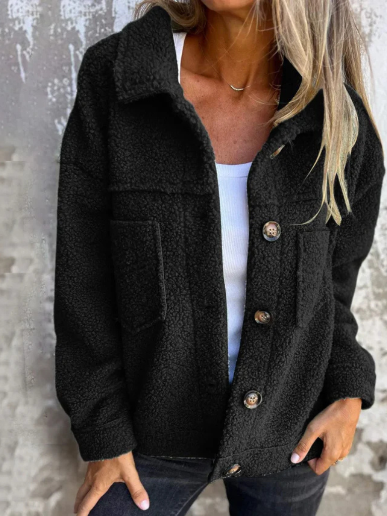 Cozy Sherpa Button Jacket for Women — Soft Relaxed Fit 9